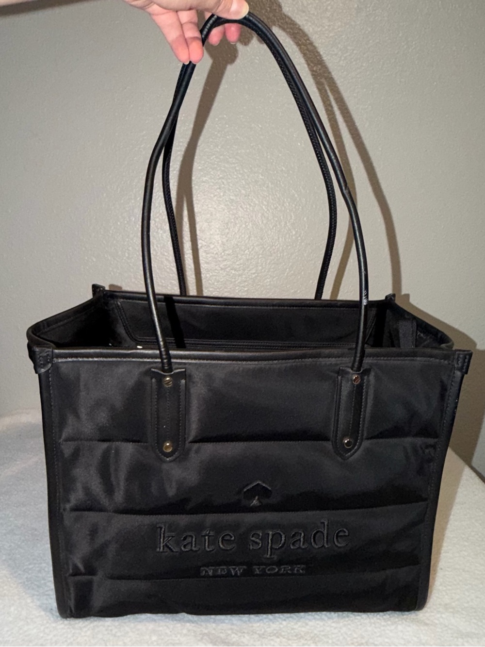 kate spade Black Quilted Logo Tote Bag